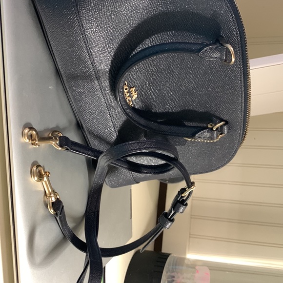 New. Never carried small Coach satchel with crossbody strap. Black. Beautiful. - Picture 11 of 11